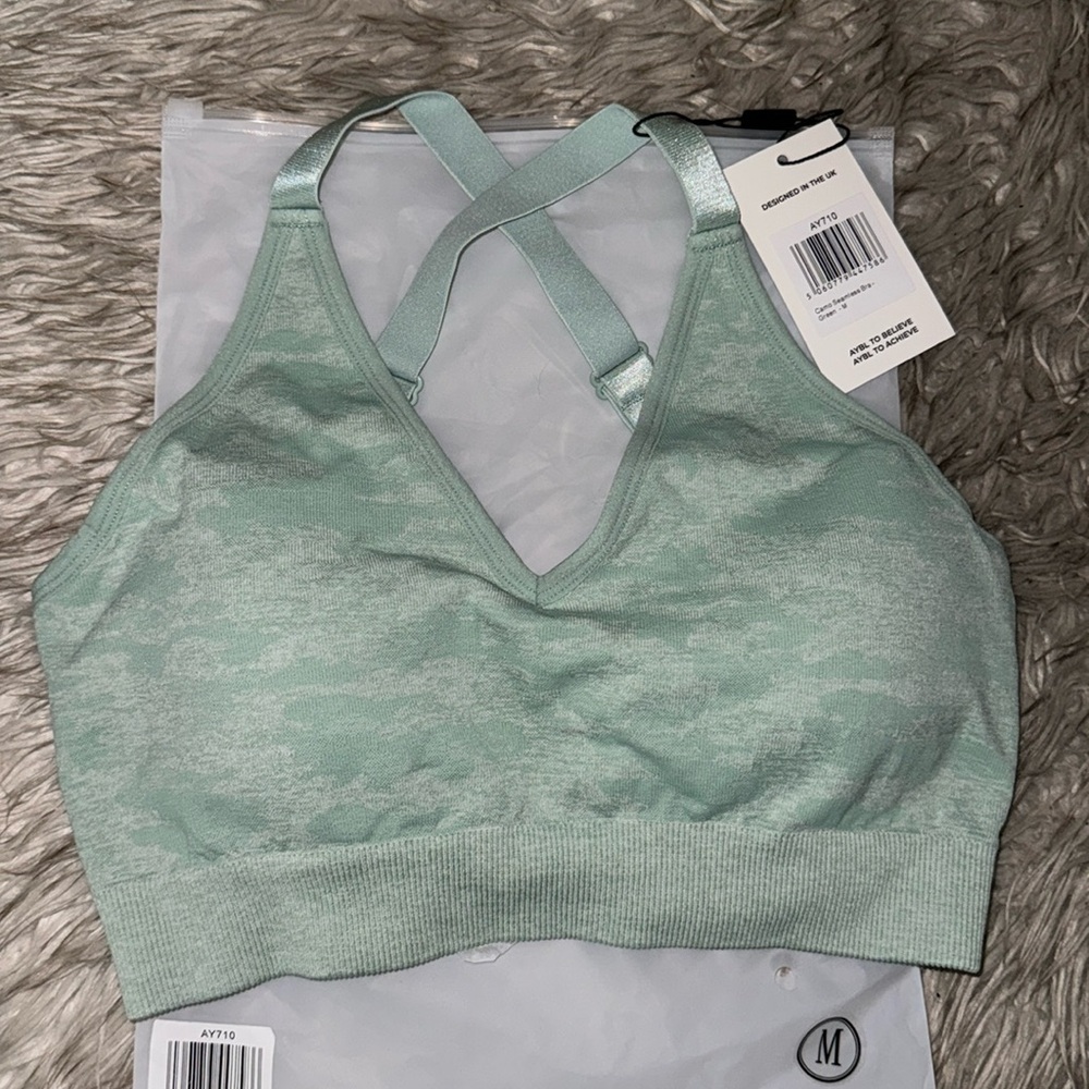 AYBL seamless mint camo sports bra M